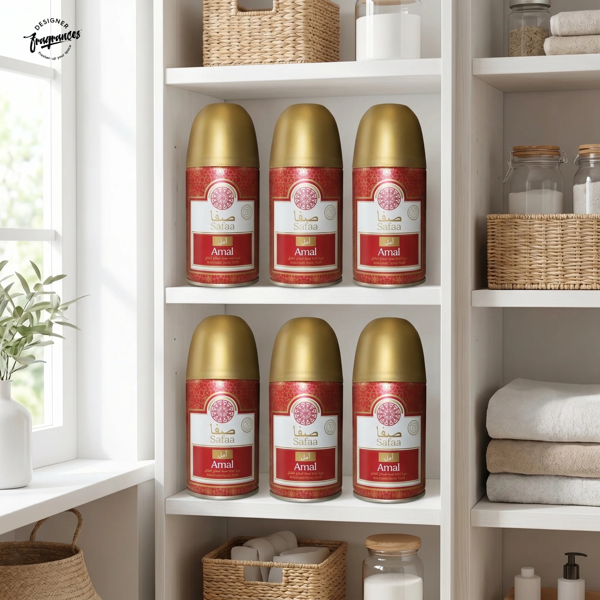 Safaa Amal Automatic Room Spray Refill 6 Pack | Universal Air Freshener Refills | 250ml Each