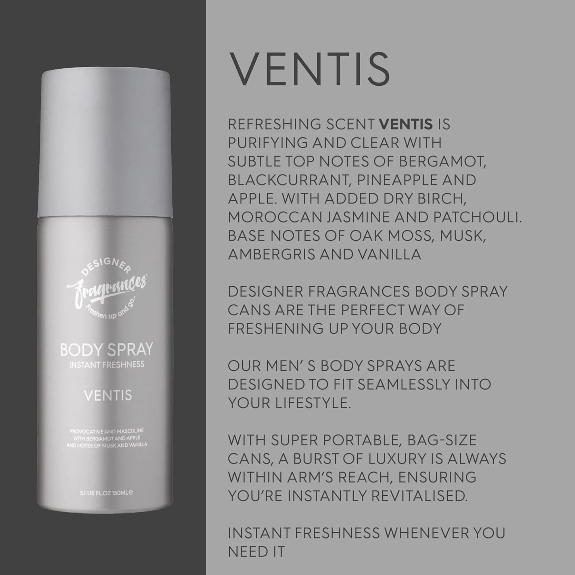 Designer Fragrances Men’s Body Spray Deodorant 4 Pack Bundle 150ml | Azul, Lite Blu, One Billion, Ventus