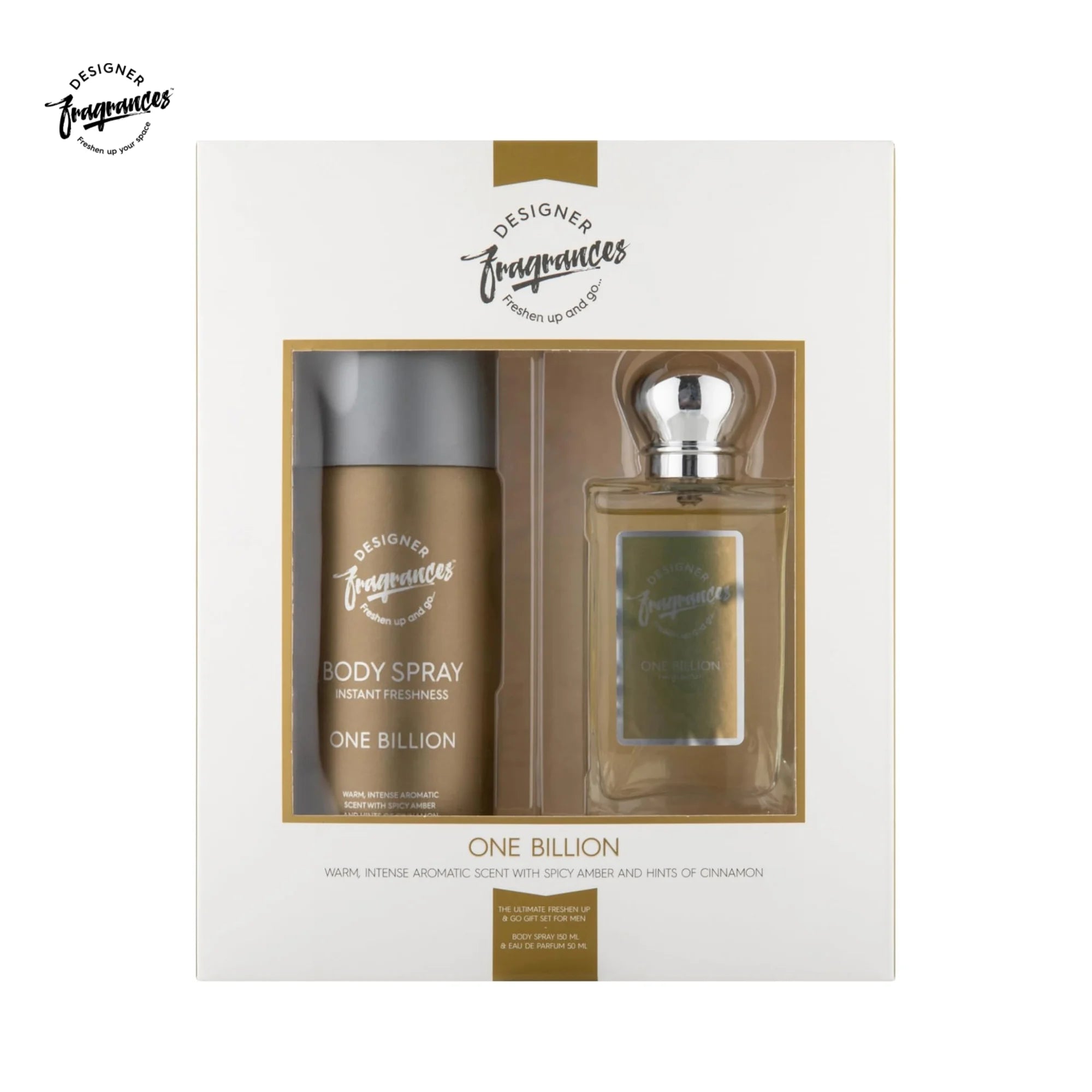 Designer Fragrances One Billion Men’s Gift Set | 150ml Body Spray + 50ml Eau De Parfum