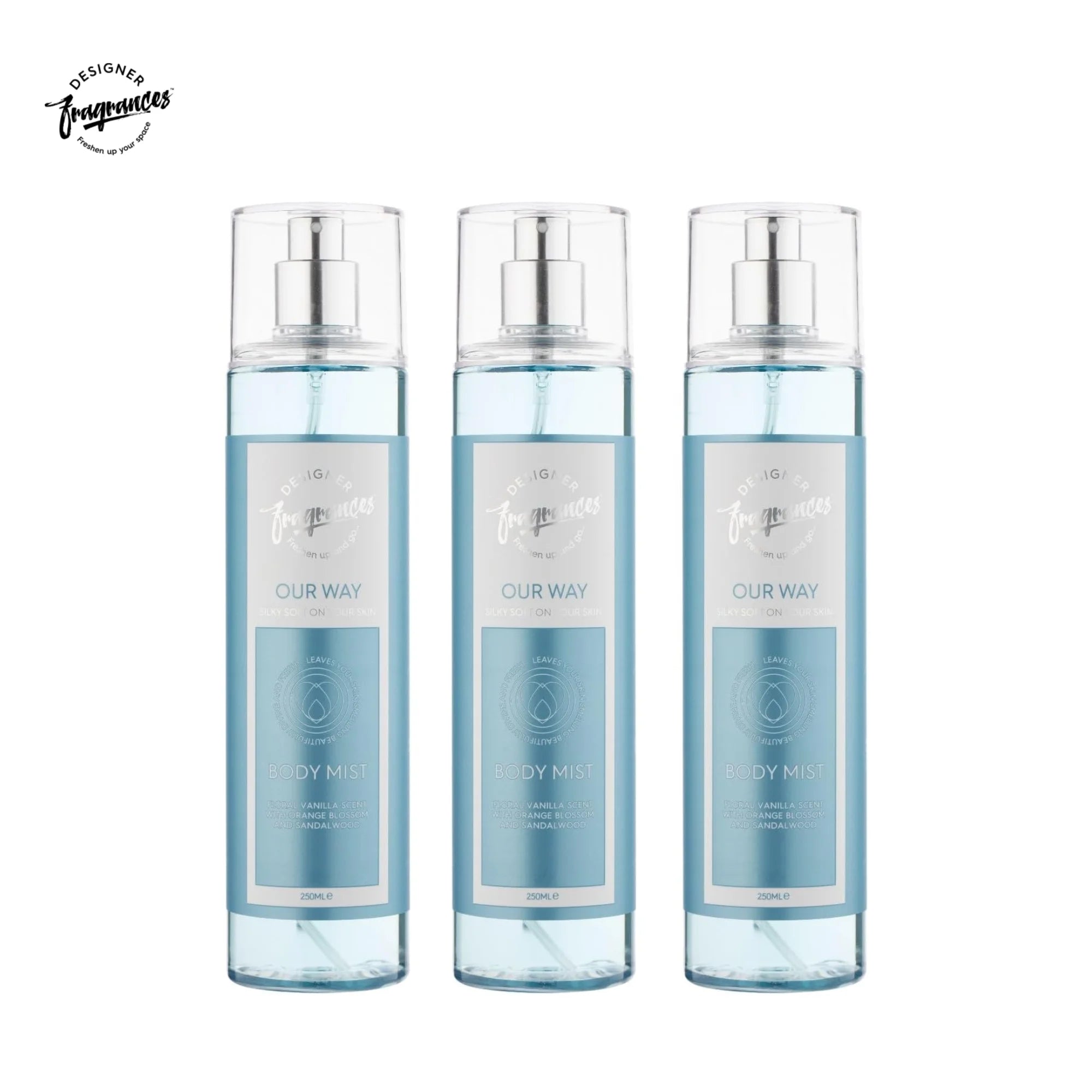 Designer Fragrances Our Way Women’s Body Mist Spray Bundle 3 Pack 250ml | Floral Vanilla Fresh Mist