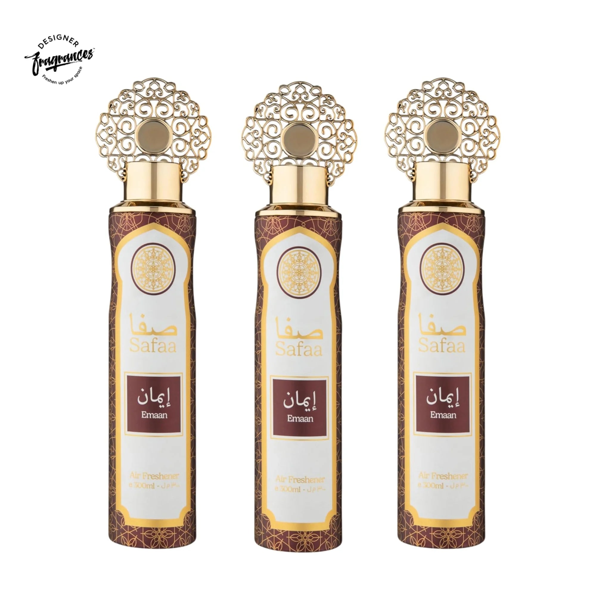 Designer Fragrances Safaa Emaan Air Freshener 3 Pack Bundle 300ml | Luxury Odour Neutraliser