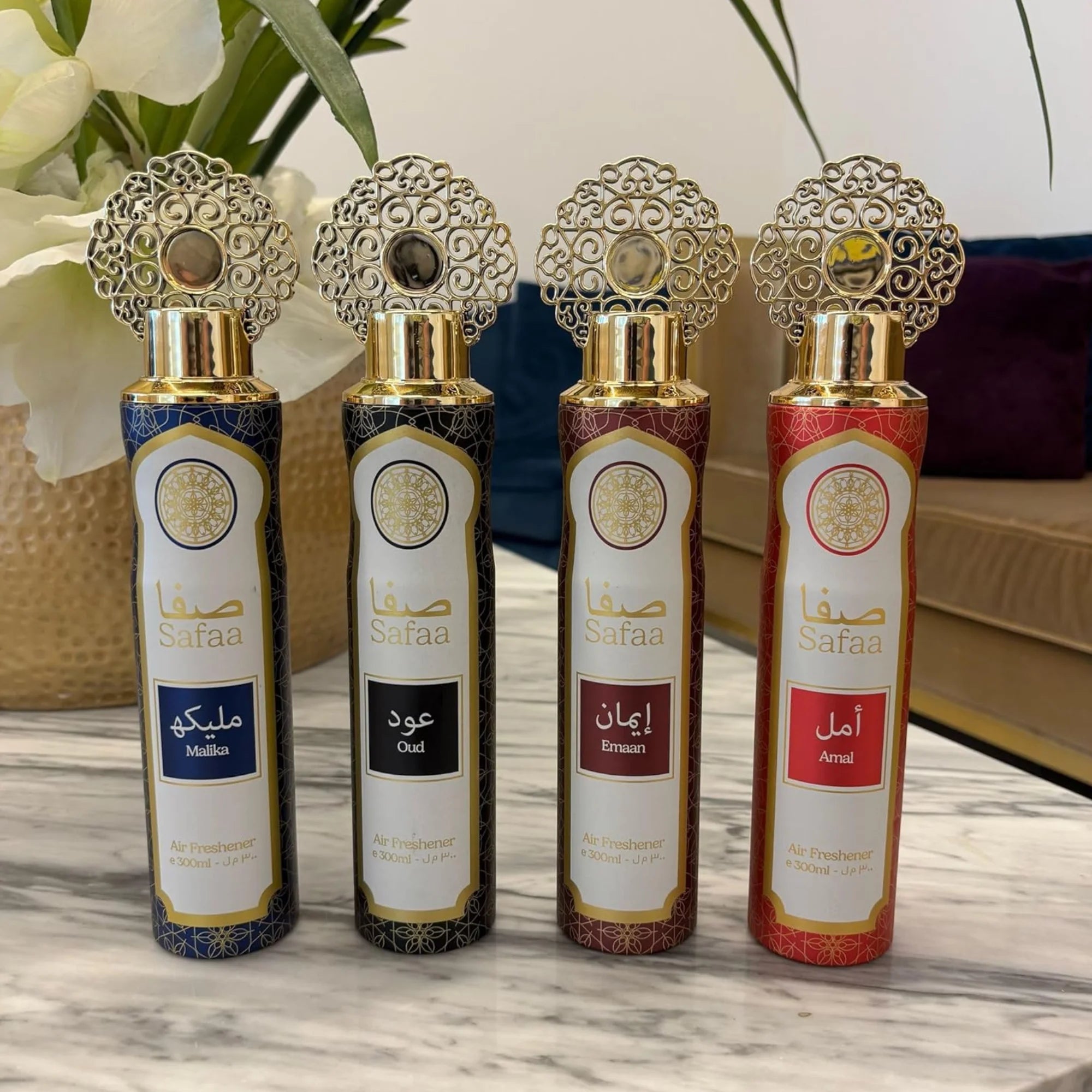 Designer Fragrances Safaa Oud Air Freshener 3 Pack Bundle 300ml | Luxury Odour Neutraliser