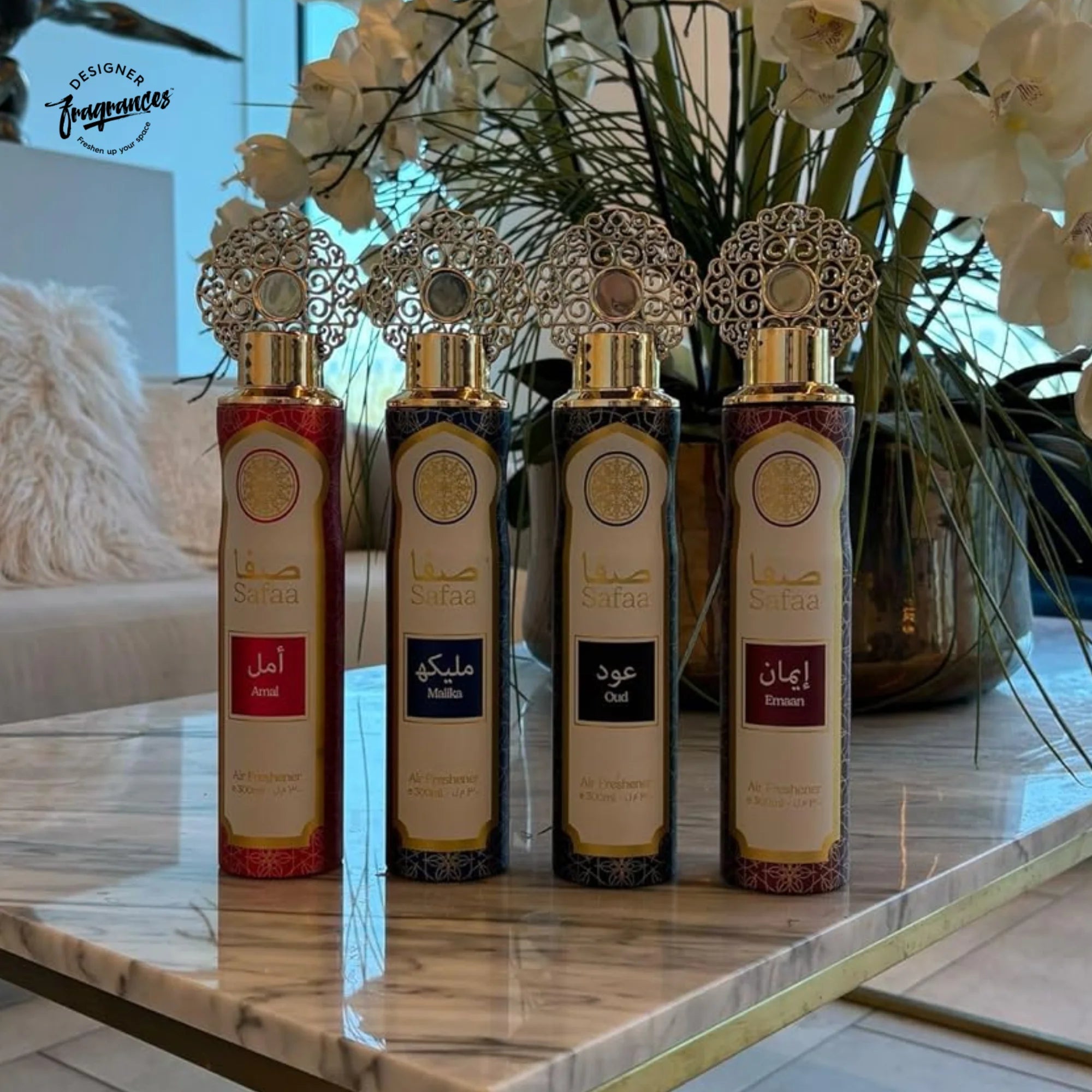 Designer Fragrances Safaa Oud Air Freshener 3 Pack Bundle 300ml | Luxury Odour Neutraliser