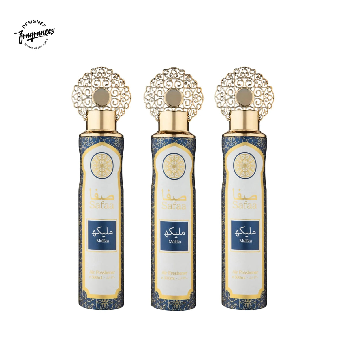 Designer Fragrances Safaa Malika Air Freshener 3 Pack Bundle 300ml | Luxury Odour Neutraliser