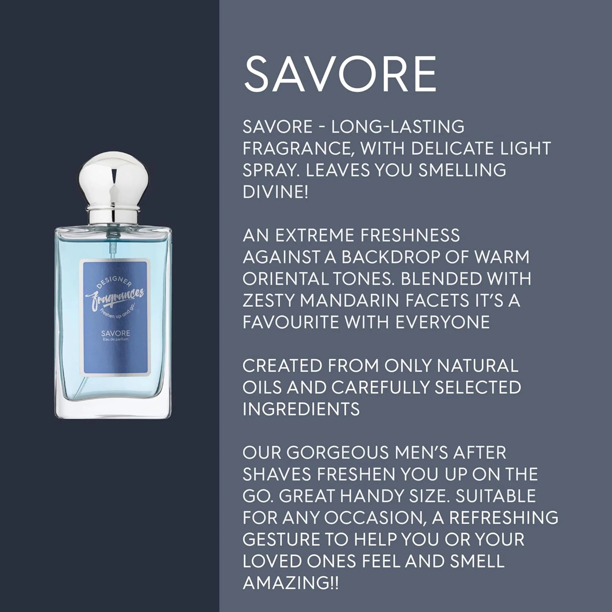 Designer Fragrances Savore Men’s Eau De Parfum Aftershave Spray 50ml | Long Lasting Freshness