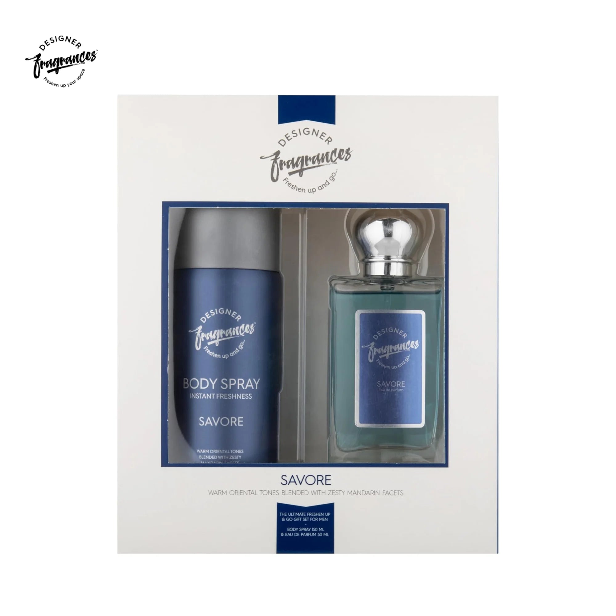 Designer Fragrances Savore Men’s Gift Set | 150ml Body Spray + 50ml Eau De Parfum