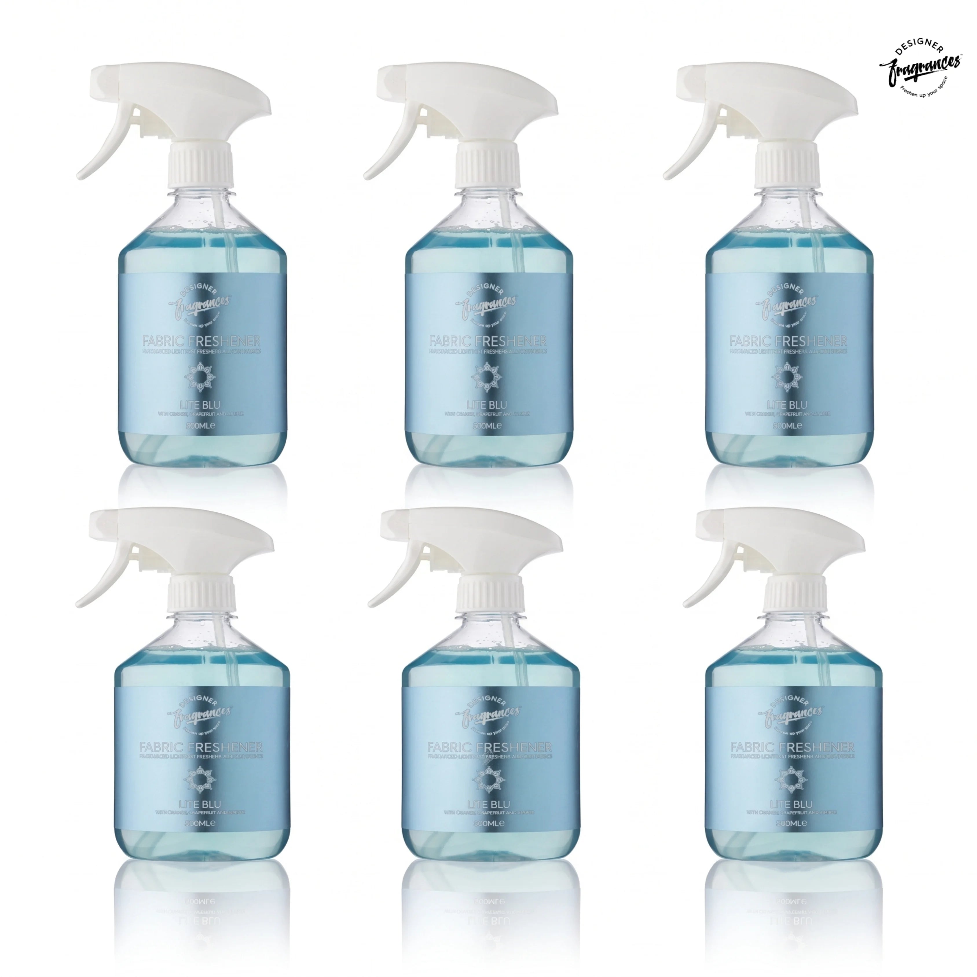 Fabric Freshener Lite Blue Pack of 6 | Long-Lasting Fresh Aquatic Fragrance | 500ml Each