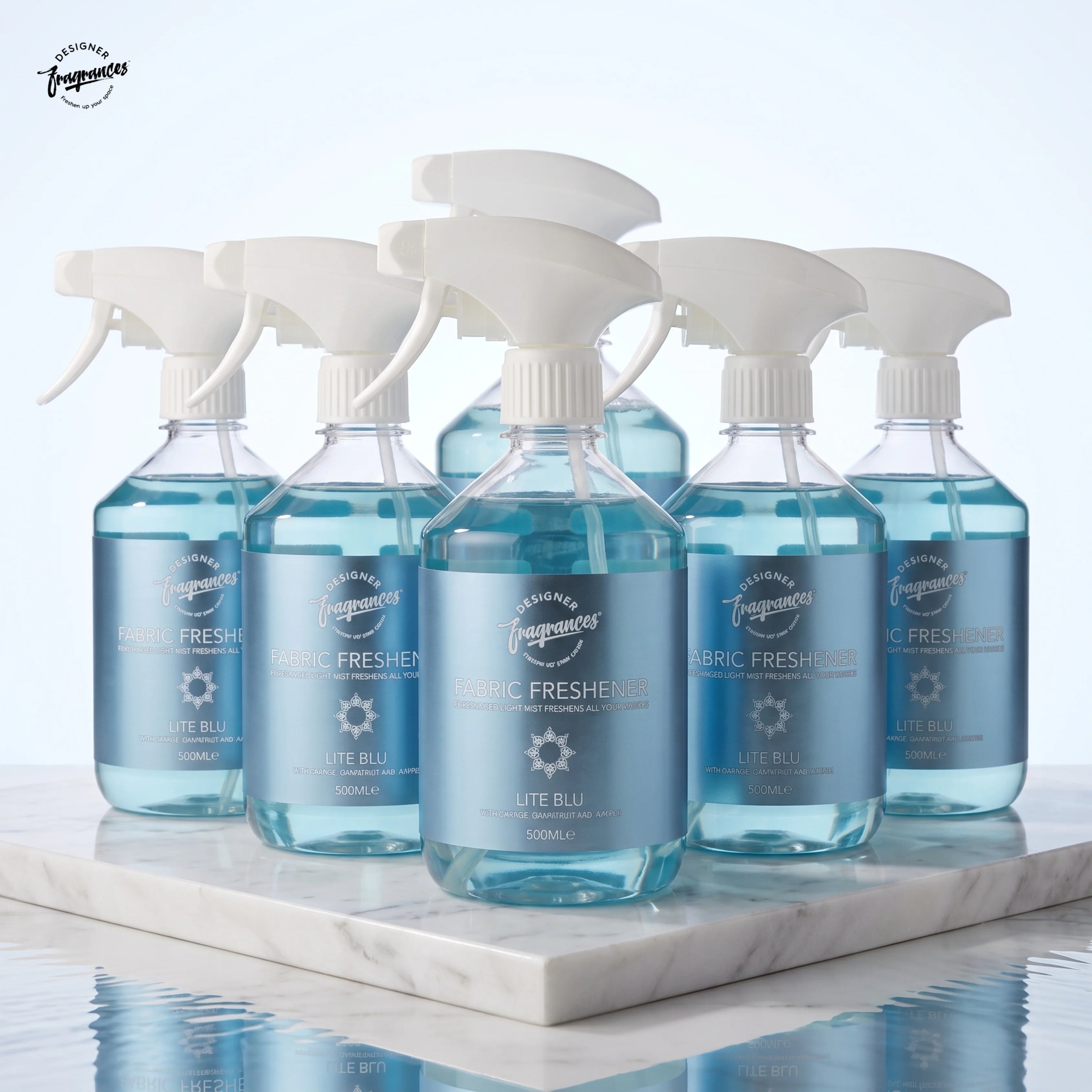 Fabric Freshener Lite Blue Pack of 6 | Long-Lasting Fresh Aquatic Fragrance | 500ml Each