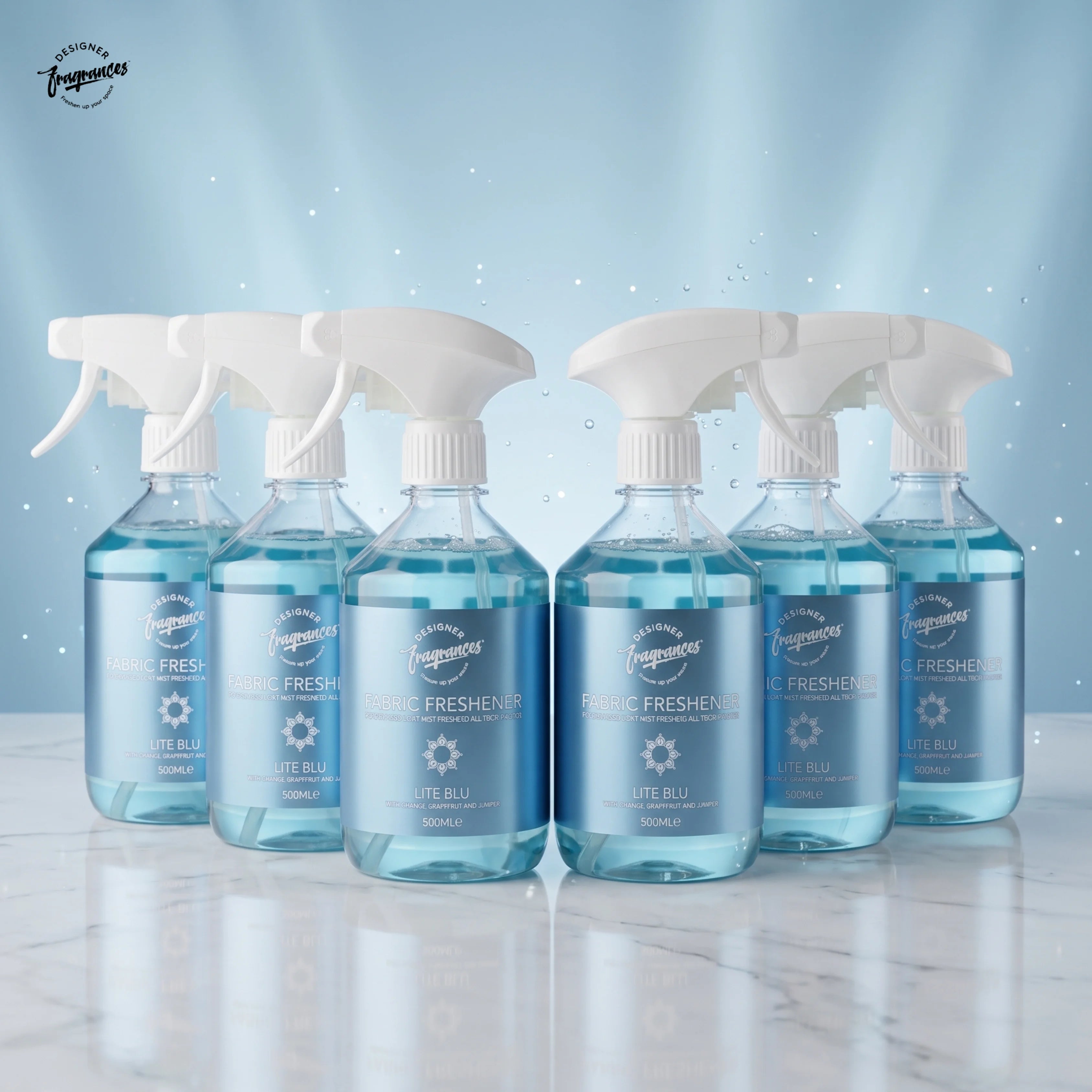 Fabric Freshener Lite Blue Pack of 6 | Long-Lasting Fresh Aquatic Fragrance | 500ml Each