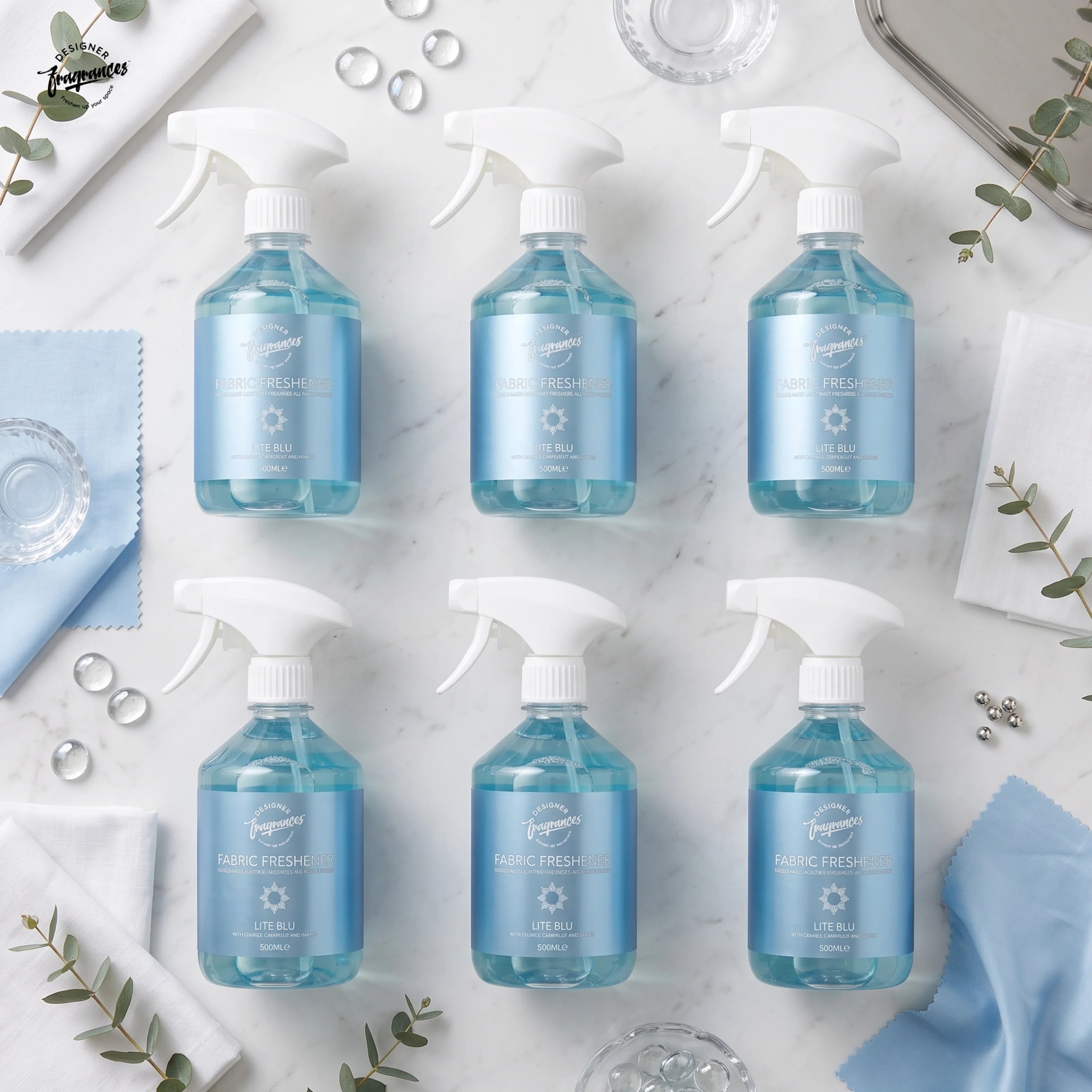 Fabric Freshener Lite Blue Pack of 6 | Long-Lasting Fresh Aquatic Fragrance | 500ml Each