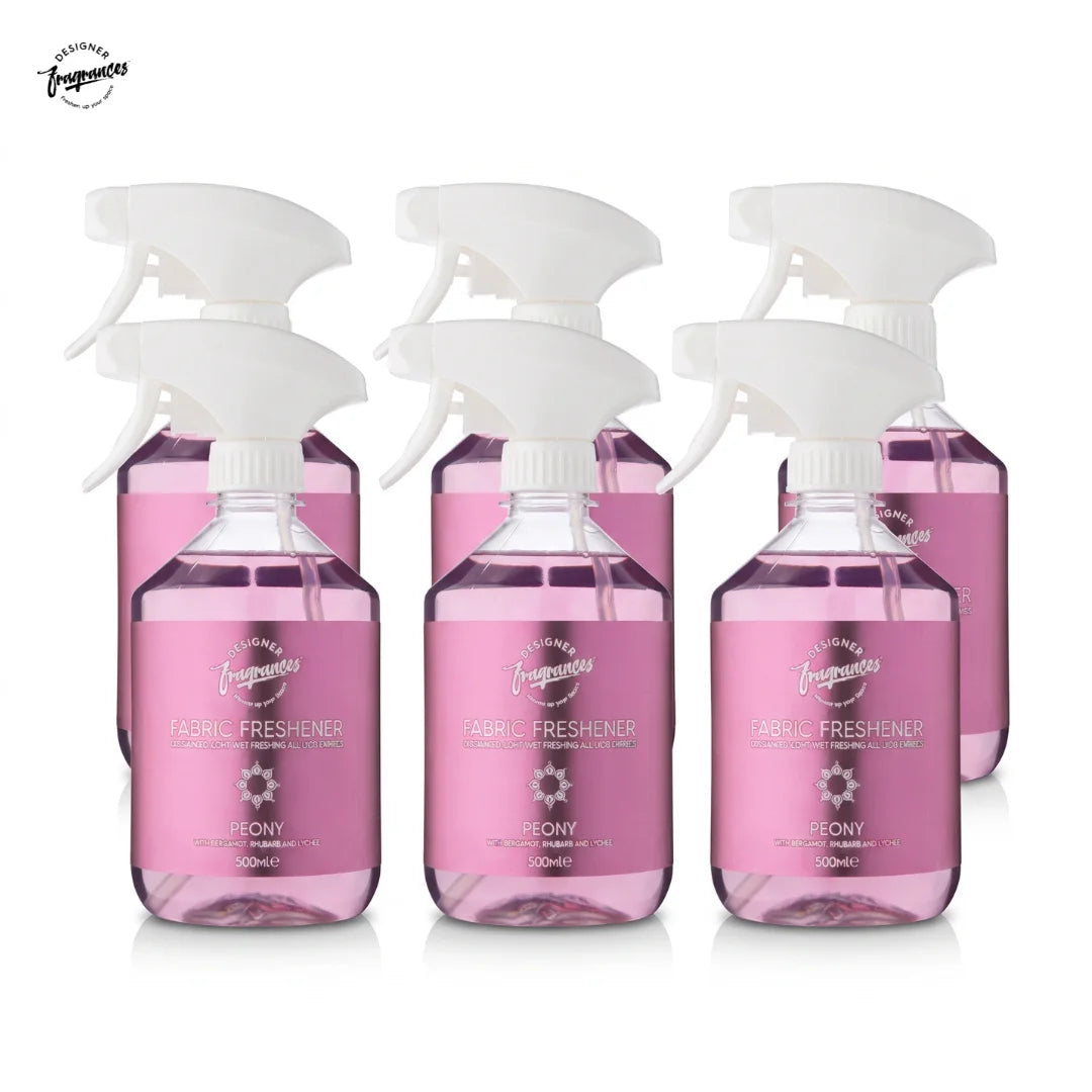 Fabric Freshener Assorted Peony | Pack of 6 | Long Lasting Fabric Freshening Spray | 500ml Each