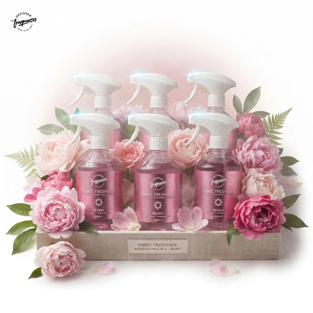 Fabric Freshener Assorted Peony | Pack of 6 | Long Lasting Fabric Freshening Spray | 500ml Each