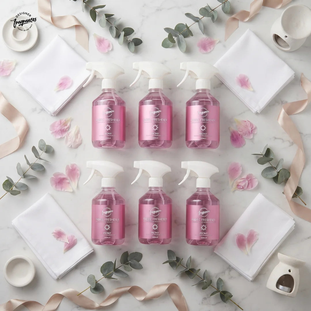 Fabric Freshener Assorted Peony | Pack of 6 | Long Lasting Fabric Freshening Spray | 500ml Each
