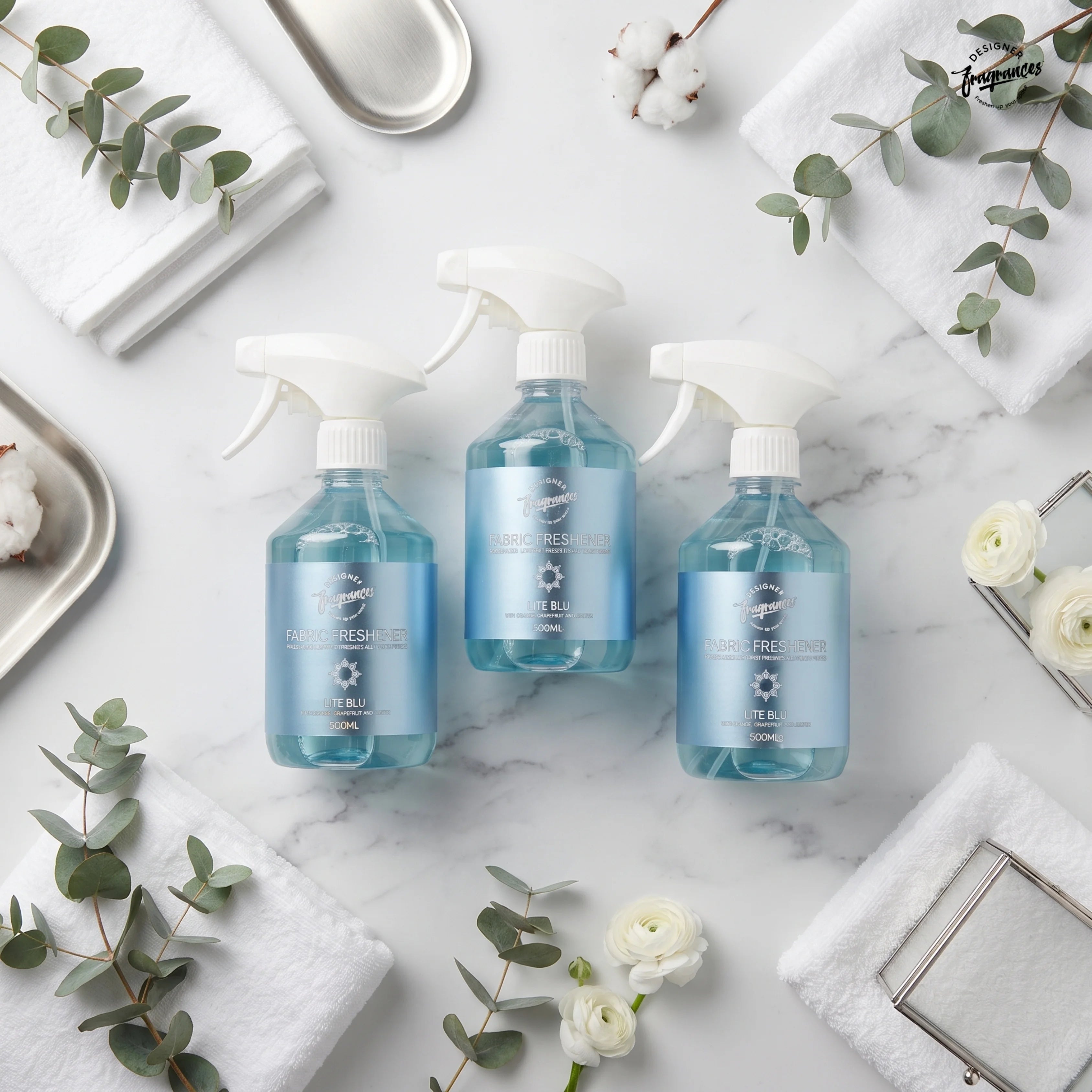 Designer Fragrances Fabric Freshener Lite Blue Pack of 3 | Long-Lasting Fresh Aquatic Fragrance | 500ml Each