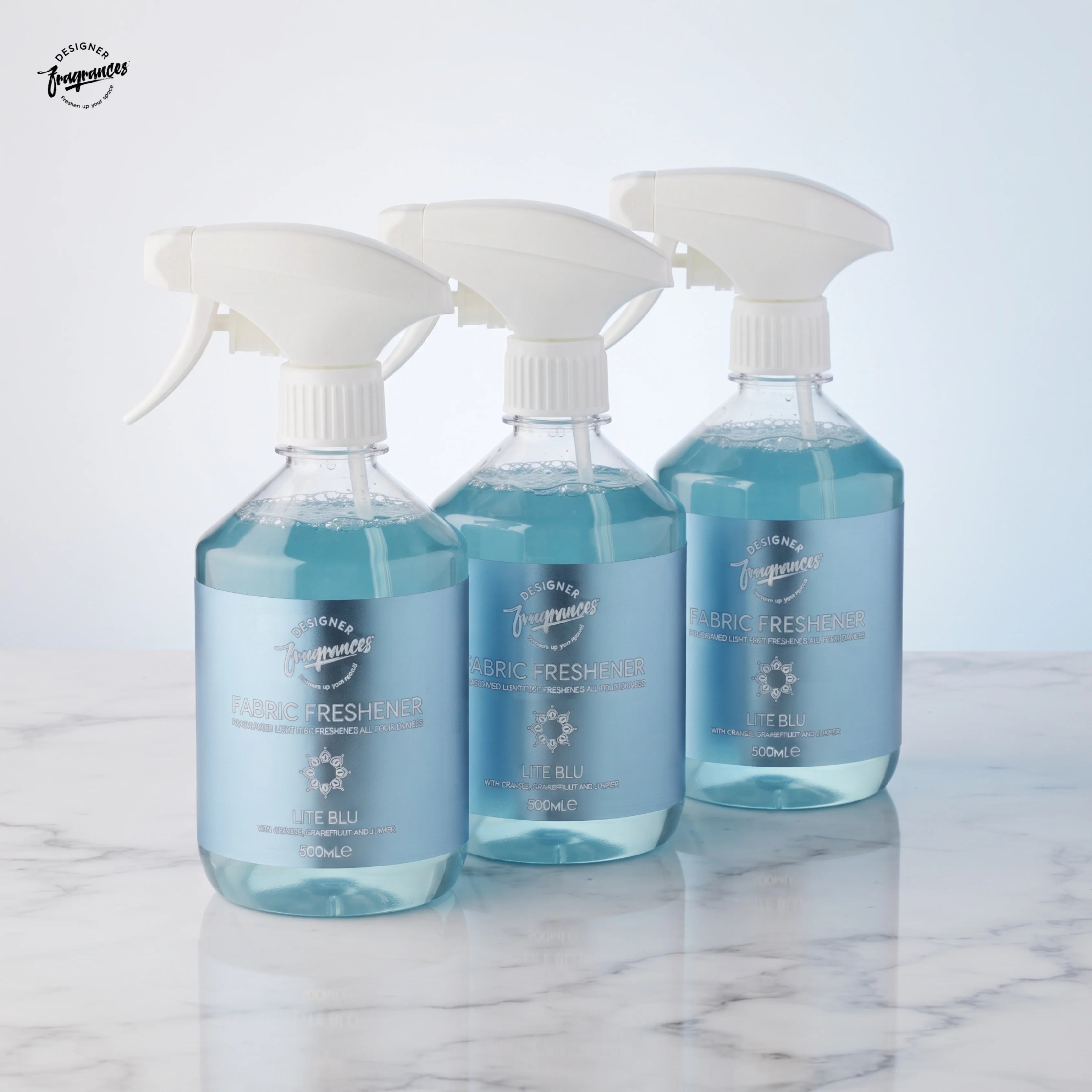 Designer Fragrances Fabric Freshener Lite Blue Pack of 3 | Long-Lasting Fresh Aquatic Fragrance | 500ml Each