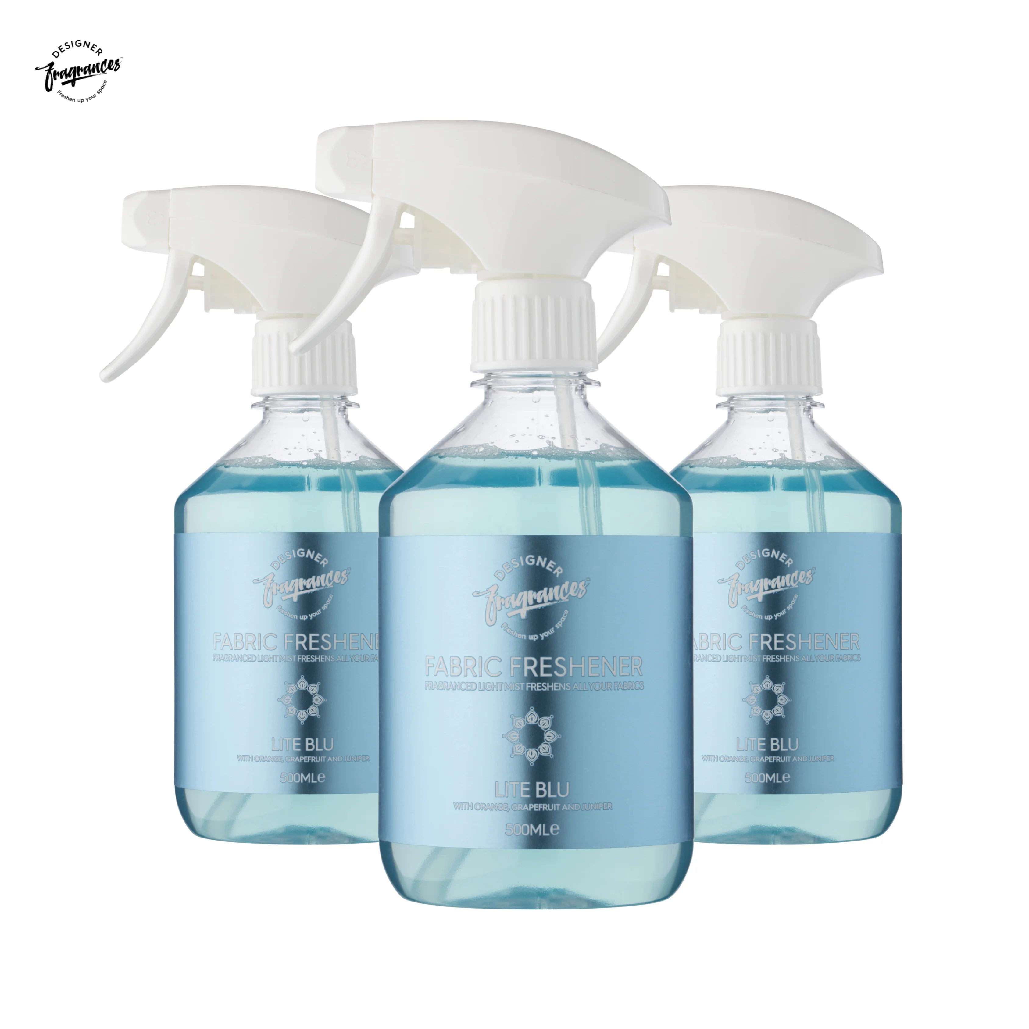 Designer Fragrances Fabric Freshener Lite Blue Pack of 3 | Long-Lasting Fresh Aquatic Fragrance | 500ml Each