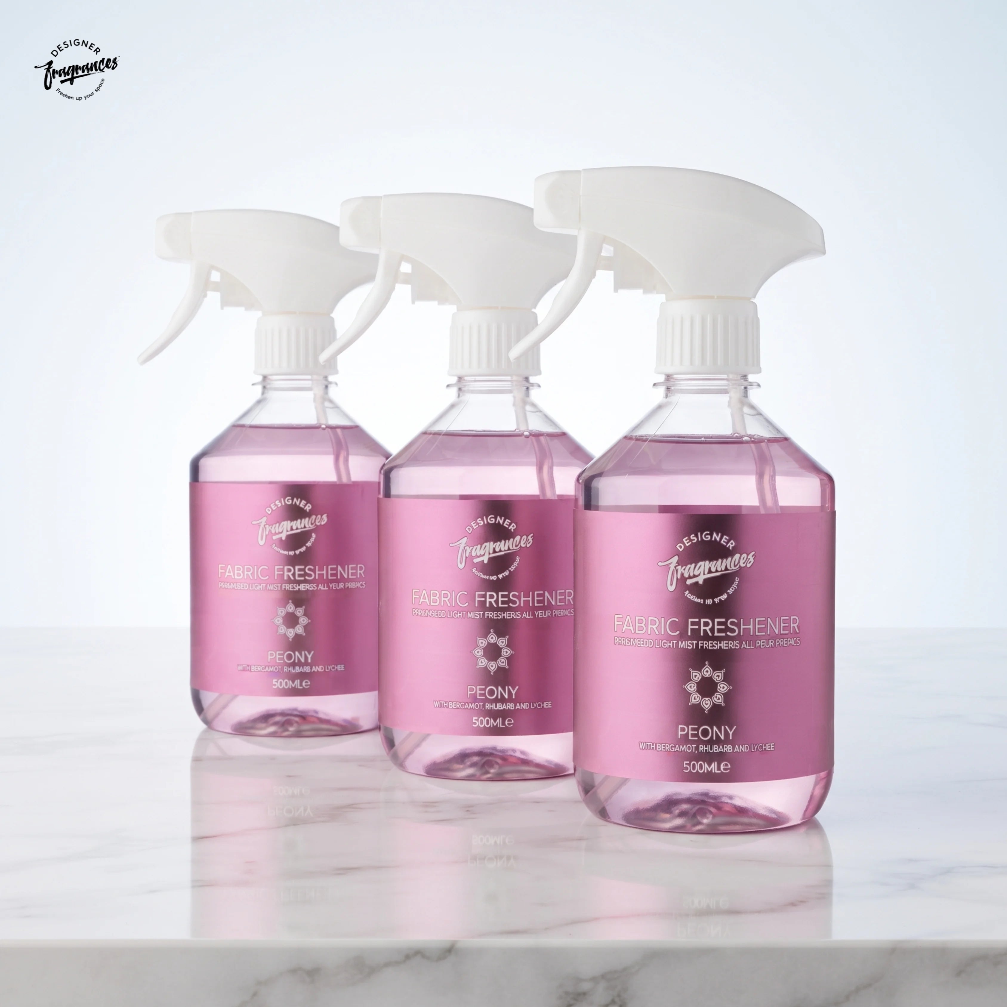 Designer Fragrances Fabric Freshener Peony Pack of 3 | Long-Lasting Floral Freshness | 500ml Each