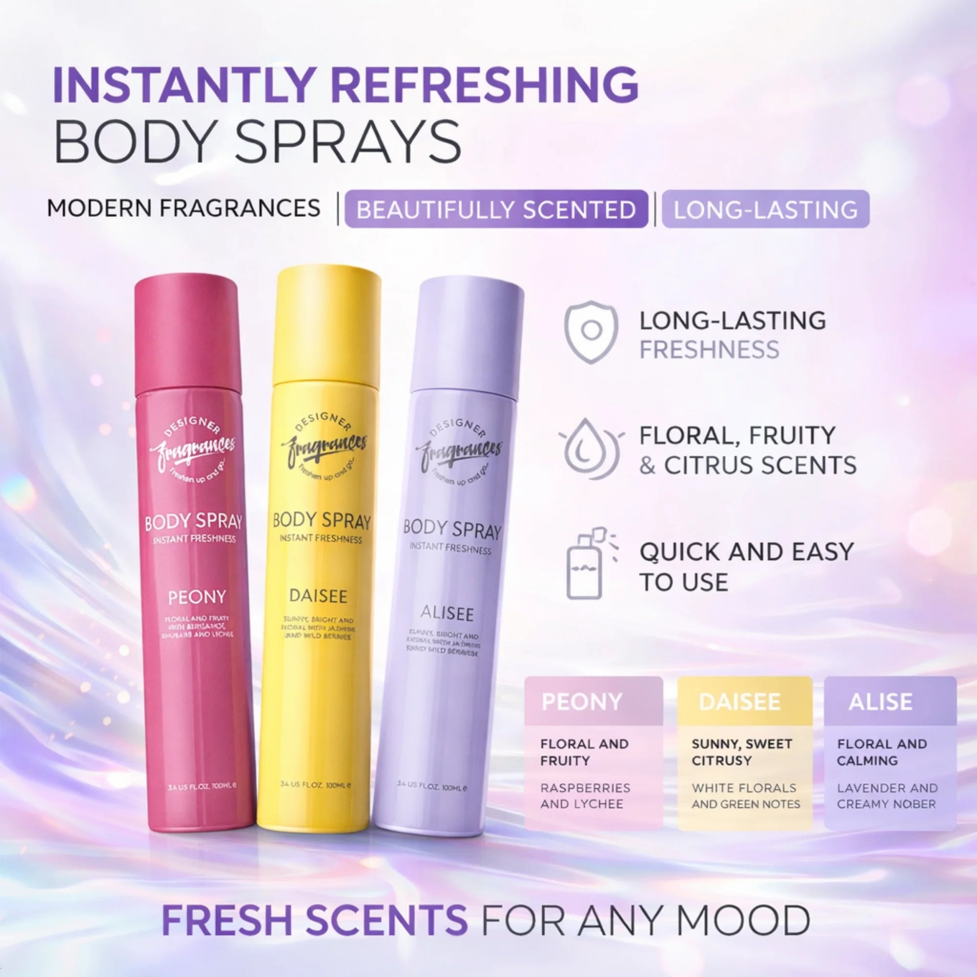 Women’s Body Spray Gift Set – Peony, Daisee & Alise (3 x 100ml)