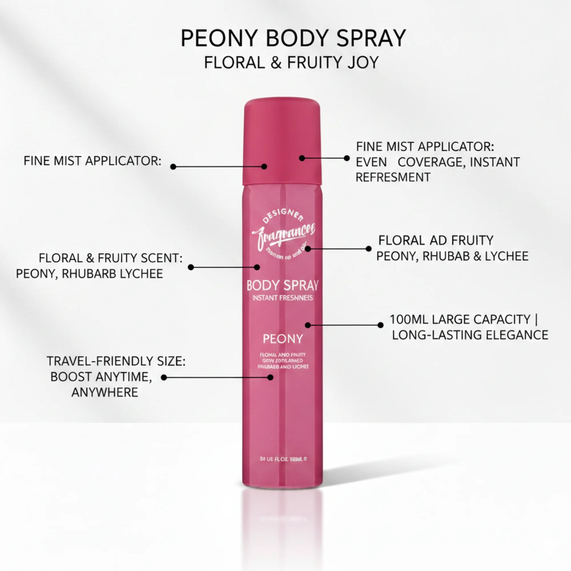 Peony Body Spray for Women - Set of 3 (100ml Each)