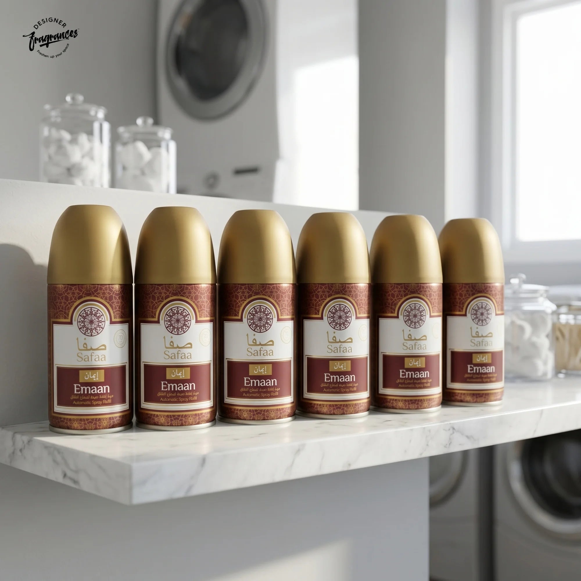 Safaa Emaan Automatic Room Spray Refill 6 Pack | Universal Air Freshener Refills | 250ml Each