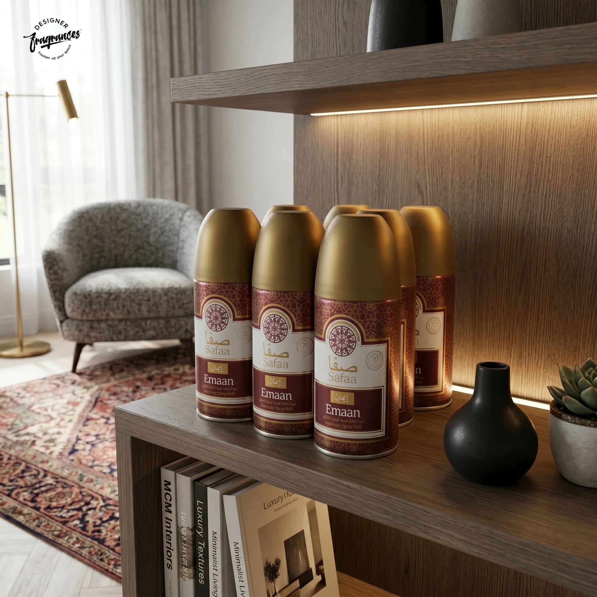 Safaa Emaan Automatic Room Spray Refill 6 Pack | Universal Air Freshener Refills | 250ml Each