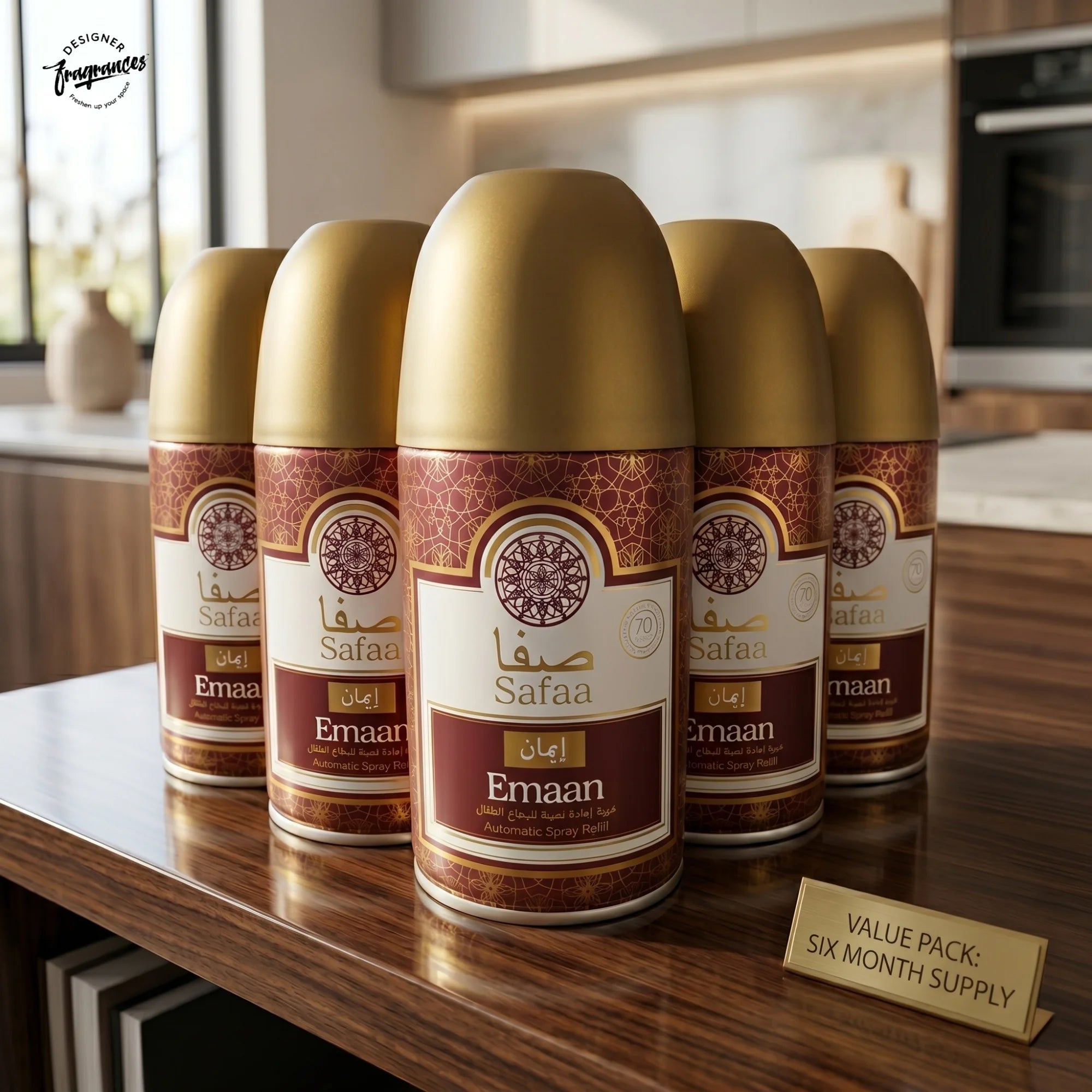 Safaa Emaan Automatic Room Spray Refill 6 Pack | Universal Air Freshener Refills | 250ml Each