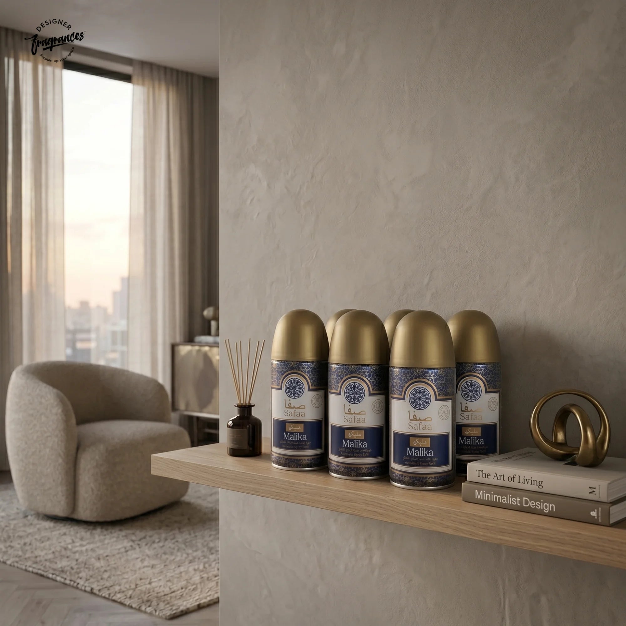 Safaa Malika Automatic Room Spray Refill 6 Pack | Universal Air Freshener Refills | 250ml Each