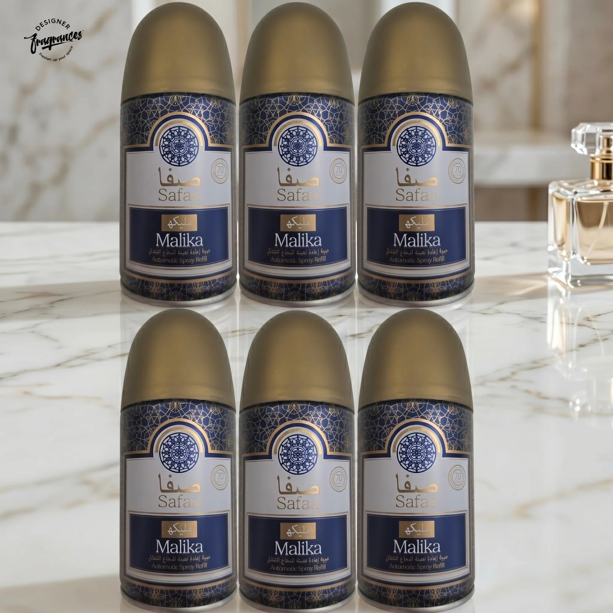 Safaa Malika Automatic Room Spray Refill 6 Pack | Universal Air Freshener Refills | 250ml Each