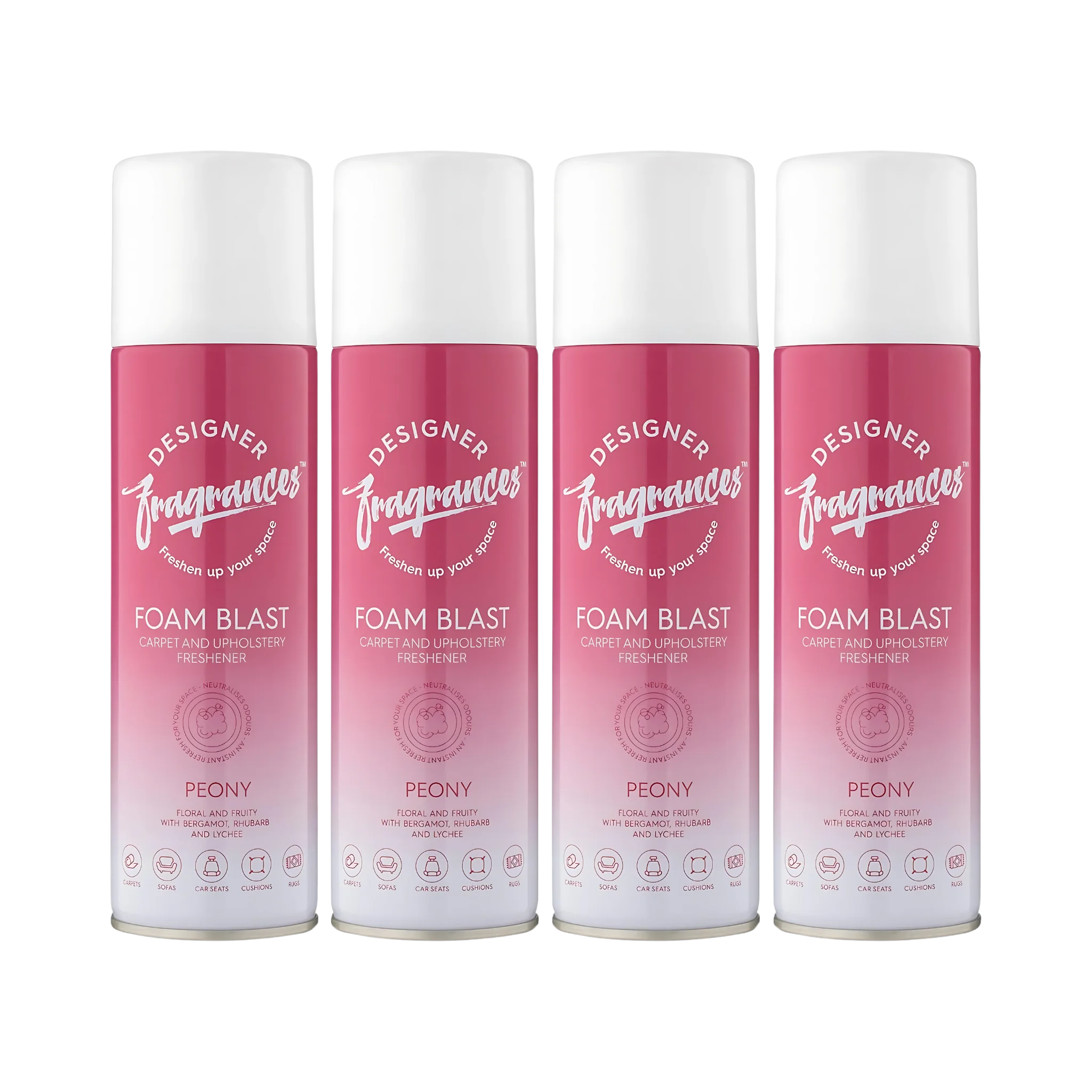 Peony Foam Blast 4 Pack – 300ml Carpet & Upholstery Freshener