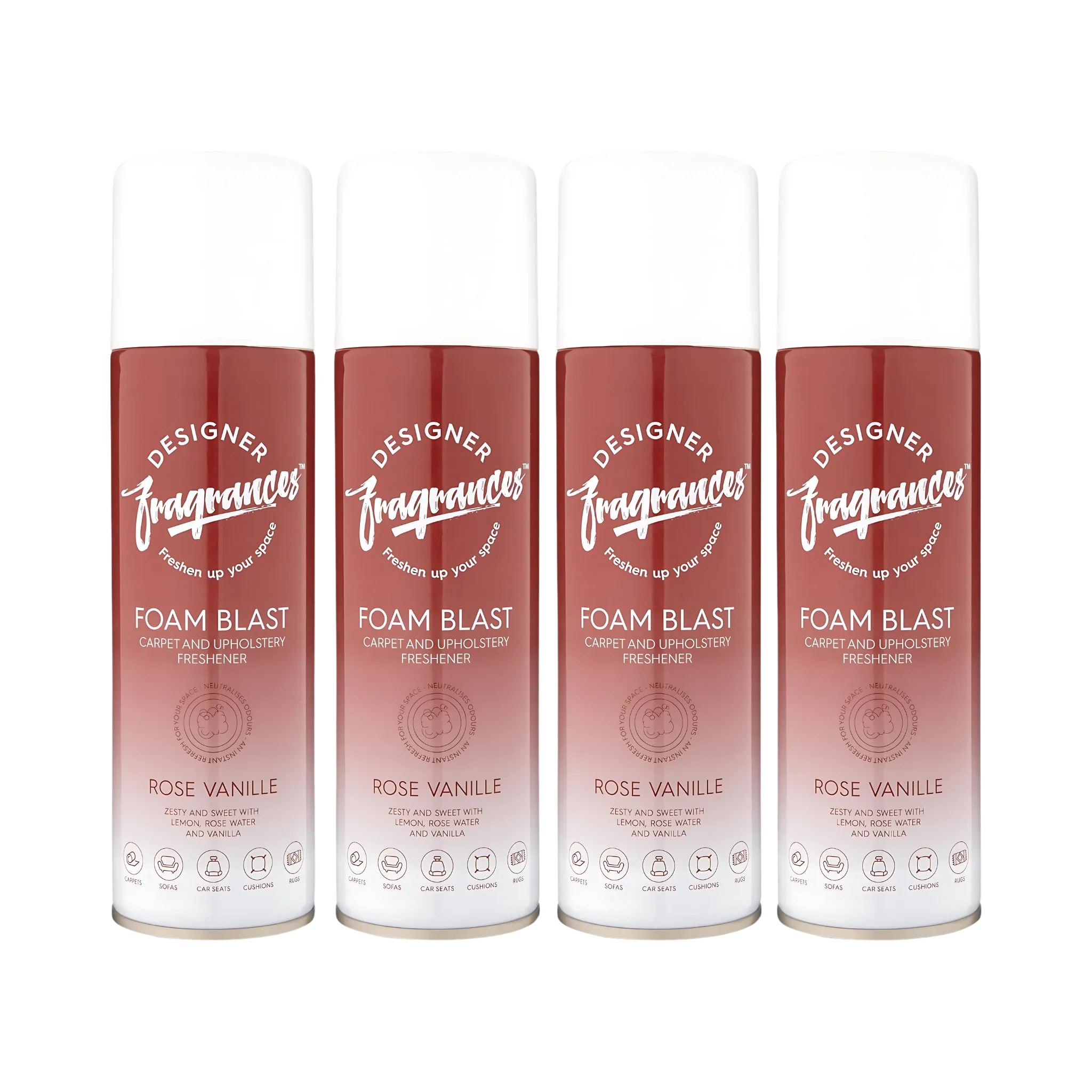 Rose Vanille Foam Freshener 4 Pack – 300ml Carpet Spray