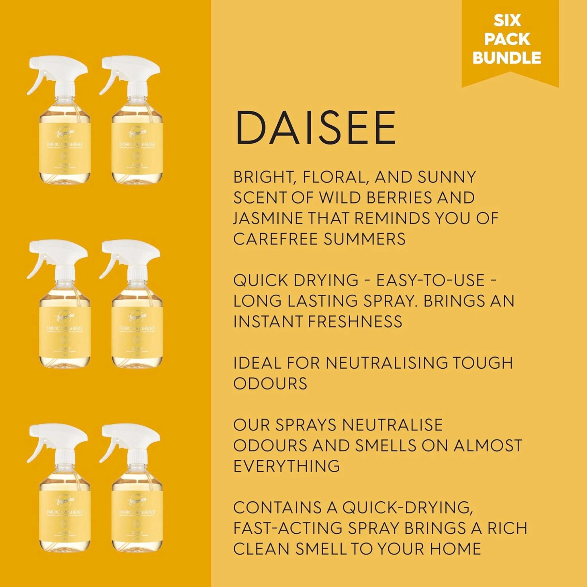 Daisee & Tu Est Belle Fabric Mist 6 Pack – 500ml Freshener Spray