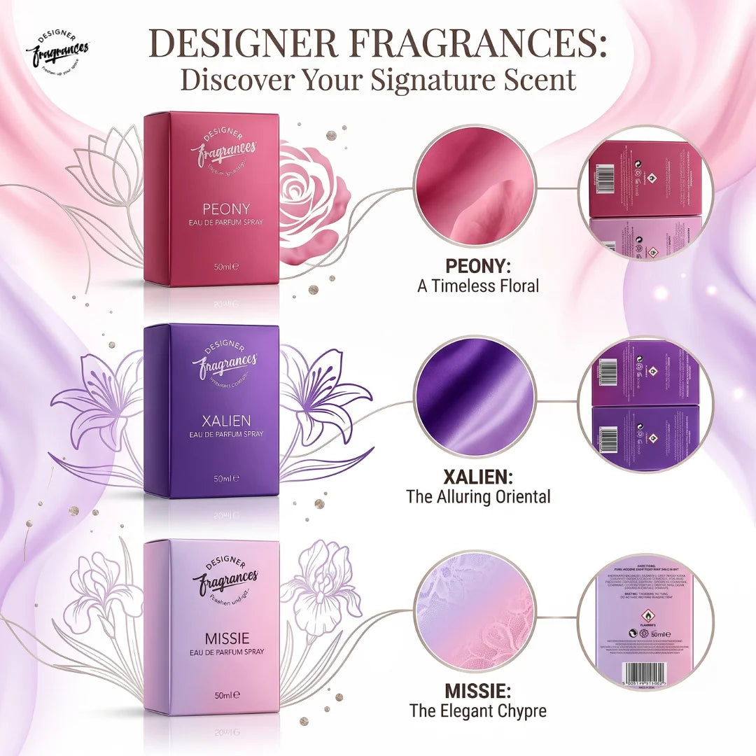 Women's Eau De Parfum Collection – Pack of 3 (Peony, Xalien & Missie) | 3 x 50ml Perfume Gift Set